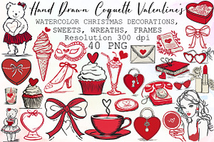 hand drawn Coquette Valentine's Clip, an Illustration by Sublimation Artist
