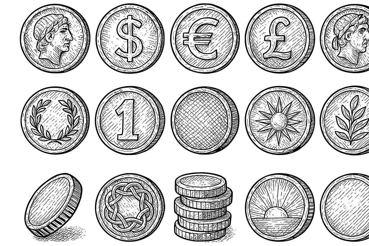 Vintage Currency Coin Set, an Object Graphic by nikagraphic (Photo 2 of 3)
