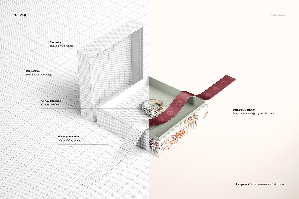 Jewelry Box Mockup Set, a Packaging Mockup by creatsy2 (Photo 3 of 9)