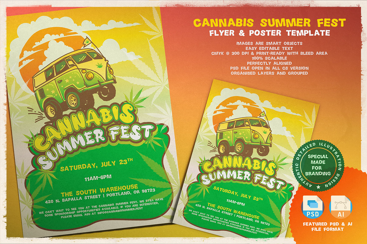 Cannabis Summer Fest Flyer & Poster, a Flyer Template by The Design For Co. (Photo 1 of 3)