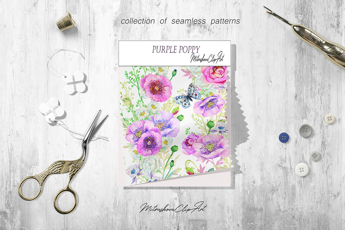 Pattern Collection, Purple Poppy, a Pattern Graphic by MitrushovaArt (Photo 3 of 9)