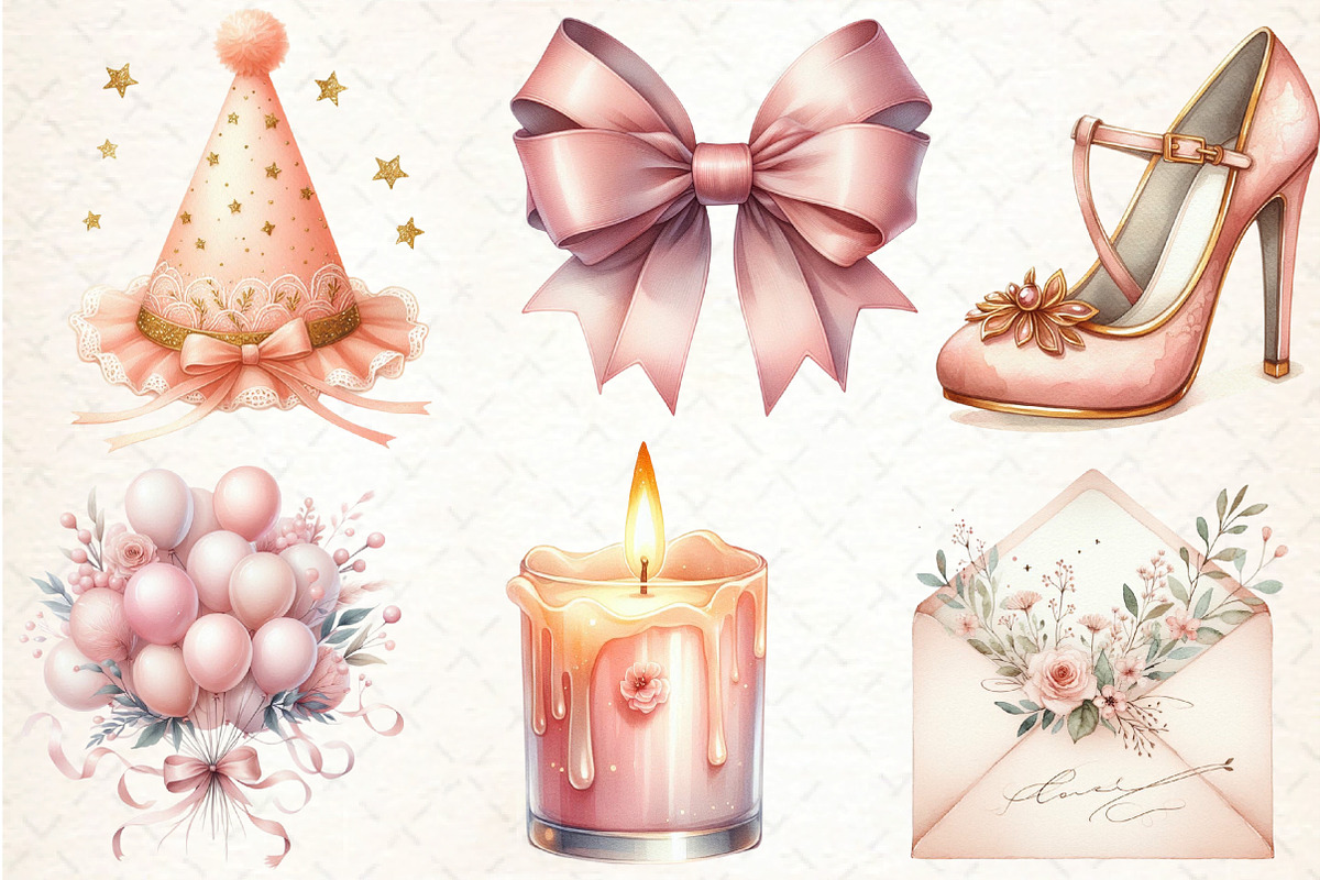 Watercolor Blush Pink Birthday, an Illustration by DreamCafeArt (Photo 2 of 5)
