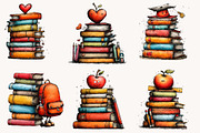 Back to School Book Stack Clipart, a Seasonal Illustration by Designworld (Thumbnail 3 of 8)