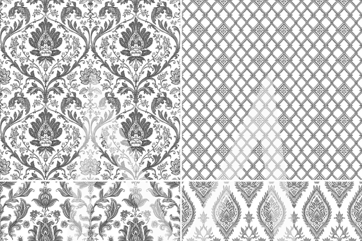 Charcoal Gray Toile Digital Papers, a Pattern Graphic by Maishop (Photo 2 of 7)