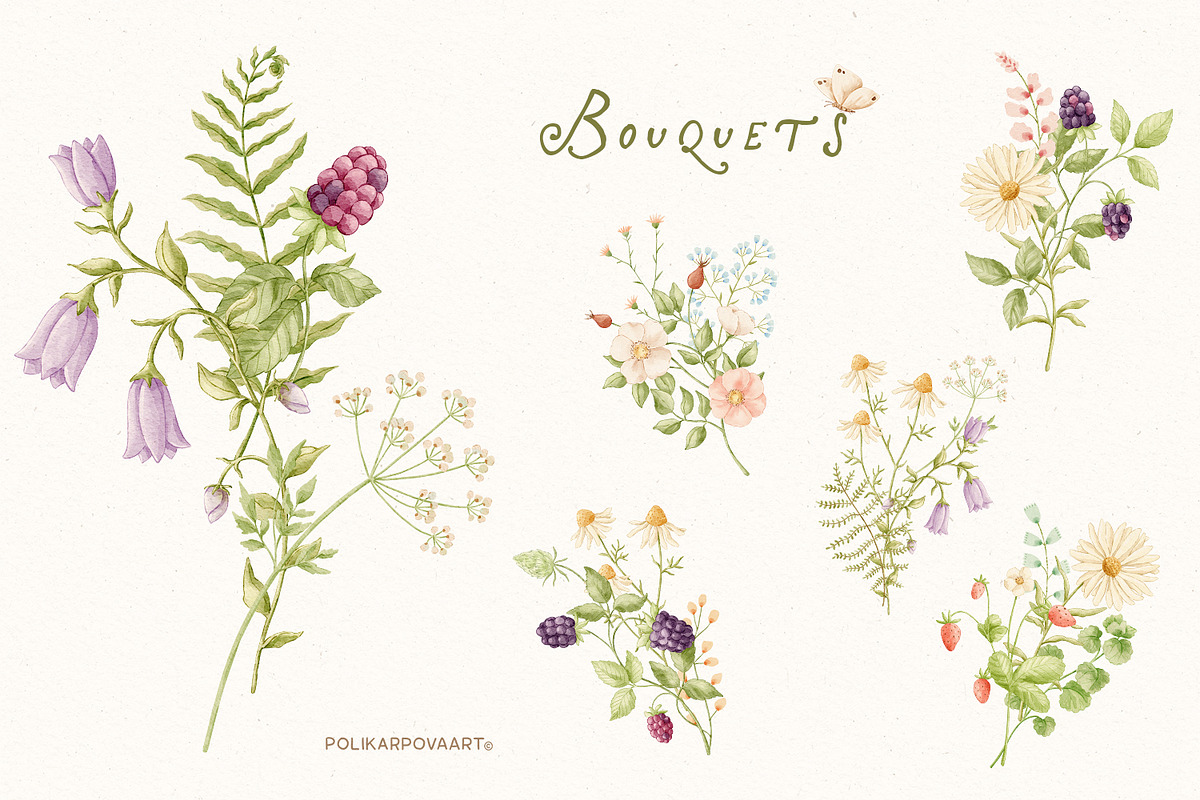 Charming meadow - woodland clipart, a Decorative Illustration by polikarpovaart (Photo 8 of 30)