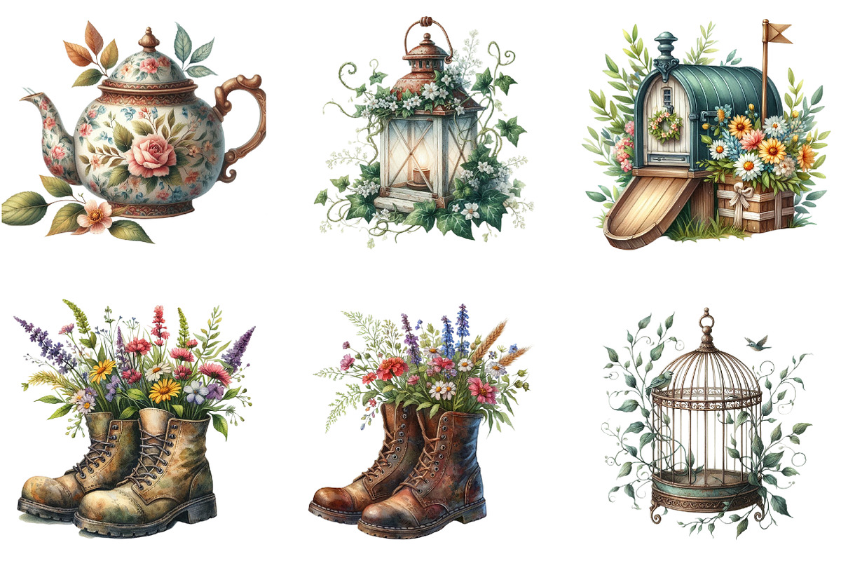 Rustic Vintage Farmhouse Spring, an Illustration by DreamArtGraphic (Photo 4 of 4)