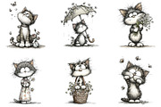 Whimsical Spring Cats Clipart, an Illustration by Designking (Thumbnail 3 of 5)