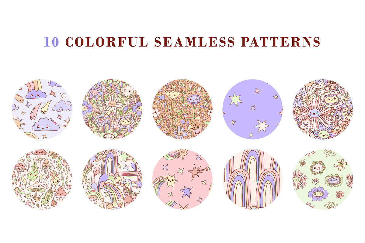 GROOVY NATURE illustrations patterns, an Object Illustration by Lena Nikolaeva (Photo 6 of 15)