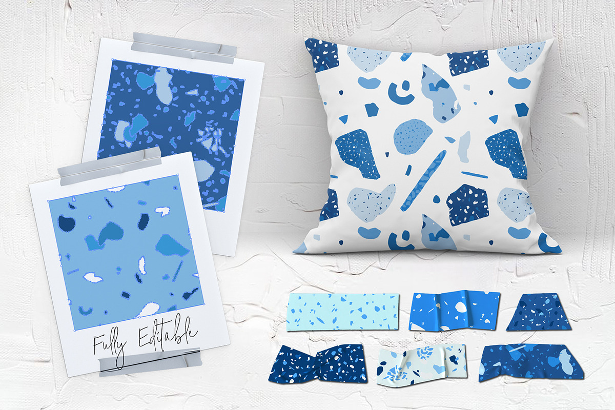 Abstract Blue Terrazzo Patterns, a Pattern Graphic by Julie&Taily (Photo 3 of 9)