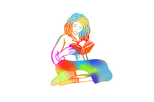 Girl reading a book colorful drawing, an Object Illustration by Nenahliadava Design