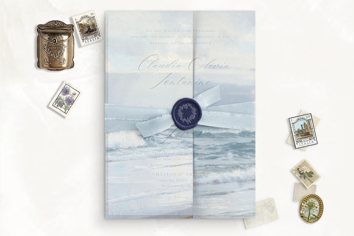 Seashore Printable Vellum Wrap, a Stationery Template by SilverJoyAtelier (Photo 3 of 3)