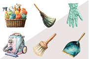 Watercolor Cleaning Clipart, an Illustration by Design Market (Thumbnail 3 of 3)