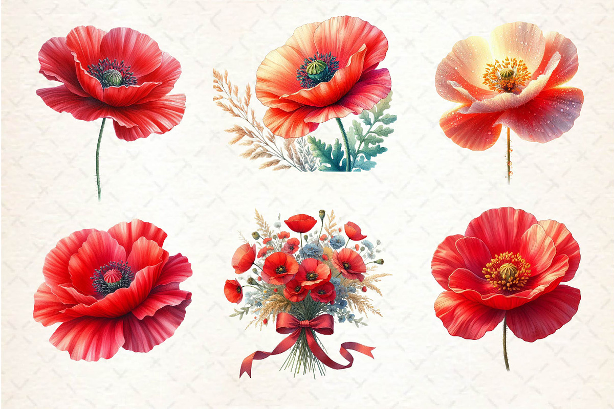 Corn Poppy Flower Bloom Clipart, an Illustration by Dream Creation (Photo 5 of 6)