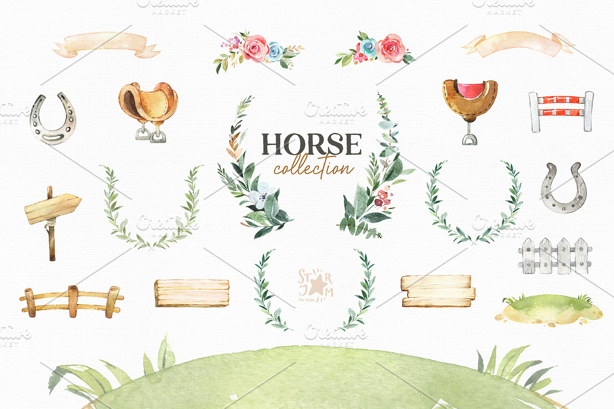 Horses. Watercolor Collection, an Animal Illustration by StarJam (Photo 5 of 6)