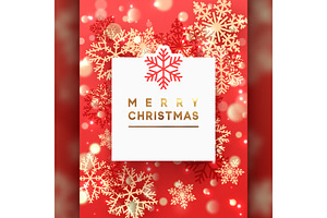 Christmas background with shining gold and red snowflakes., a Decorative Illustration by Modern vector