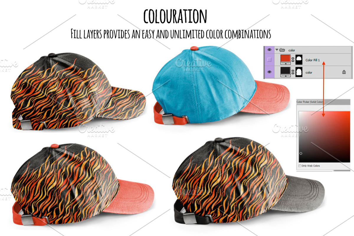 Curved peak Baseball Cap Mockup, a Hat Mockup by Seamless and more stuff (Photo 3 of 5)
