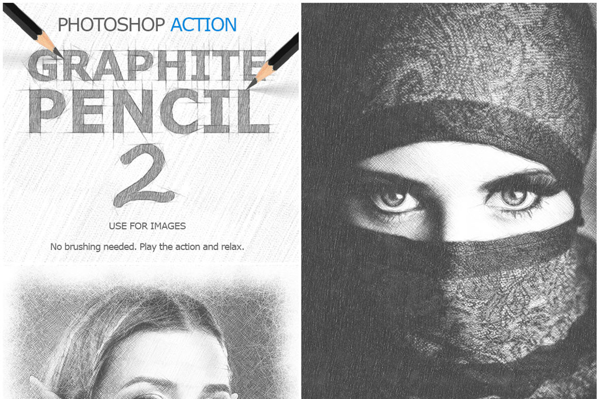 Graphite Pencil 2 Photoshop Actions, an Action Add-On by GrafxFun (Photo 2 of 3)