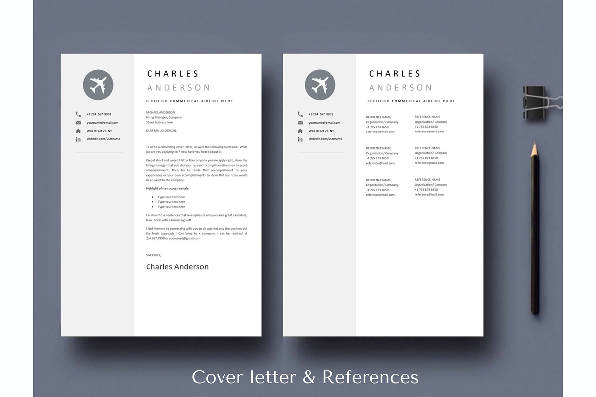 Pilot resume & cover letter template, a Resume Template by Climbwithelevator (Photo 5 of 6)