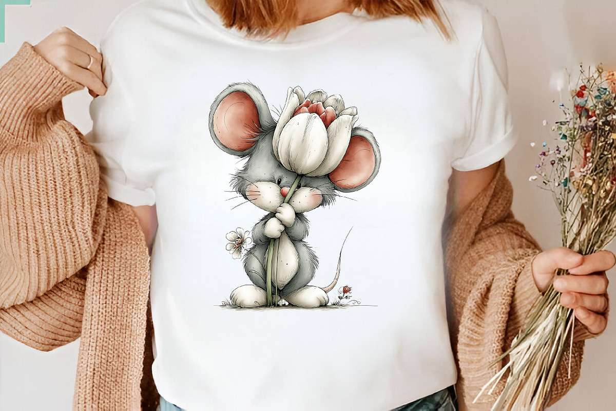 Funny Spring Mouse Clipart, a Seasonal Illustration by CreationArt (Photo 6 of 7)