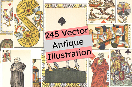 251 Set element antique Playing Card, an Object Illustration by Designbytowo