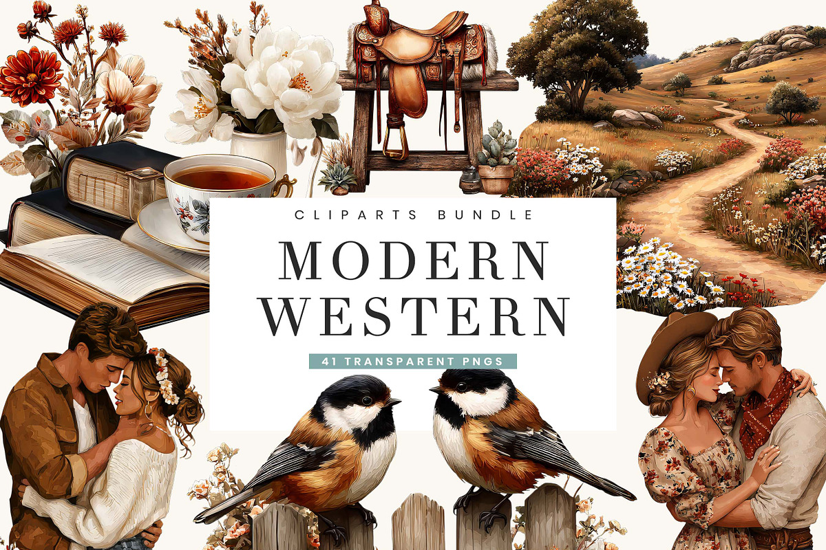 Modern Western Clipart Bundle, a Person Illustration by BusyDaydesign (Photo 1 of 9)