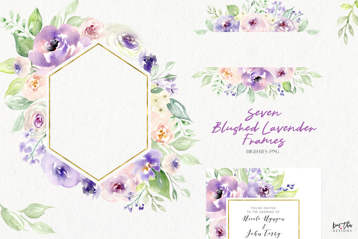 Blushed Lavender Floral Set, an Illustration by Kim Thoa Designs (Photo 4 of 10)