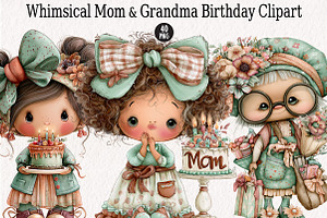 Mom & Grandma Birthday Clipart, a Seasonal Illustration by CreationArt