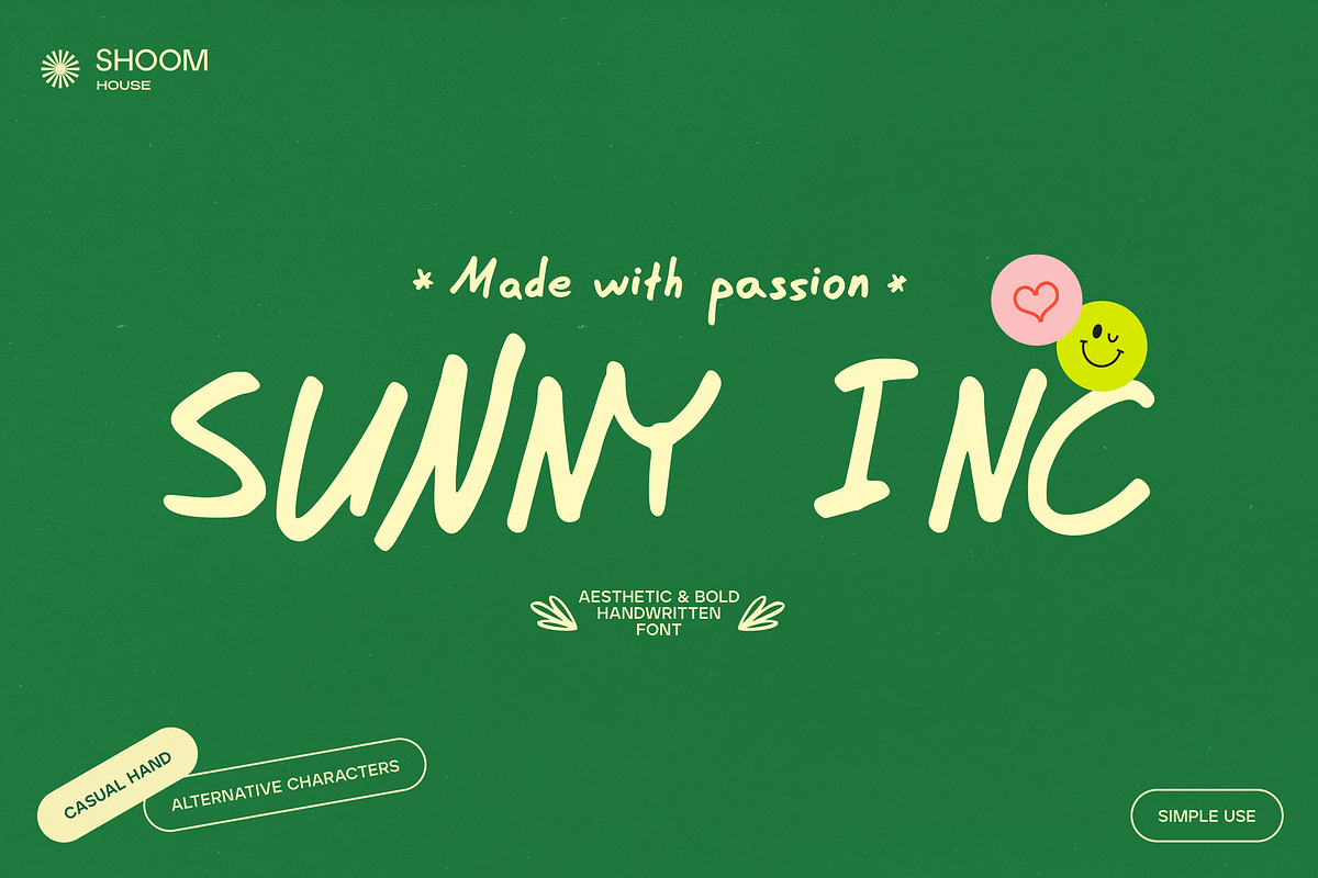 Sunny Inc - Handwritten Font, a Handwritten Font by SHOOM HOUSE (Photo 1 of 7)