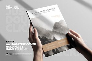 A4 Magazine Holding By Hand Mockup, a Books & Magazine Mockup by Toasin Studio
