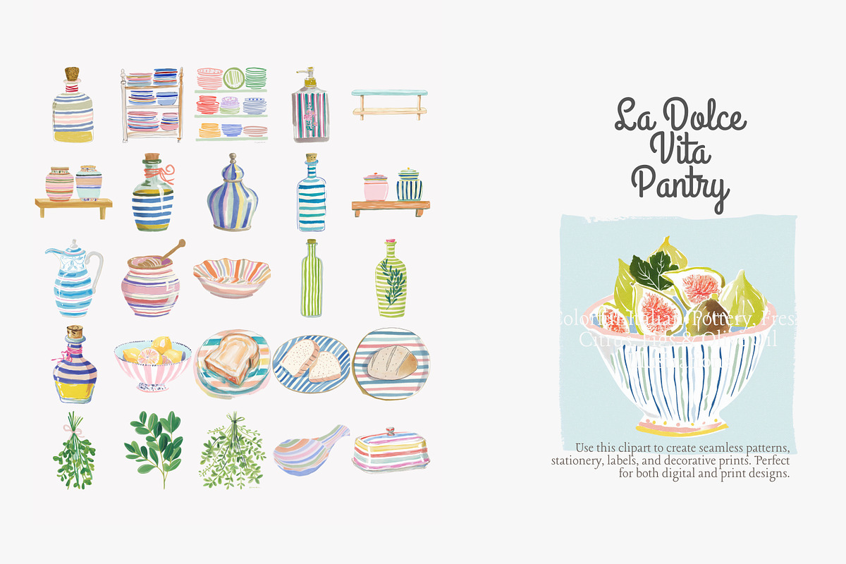 La dolce vita pantry clipart set, a Decorative Illustration by Patishop Art (Photo 4 of 10)