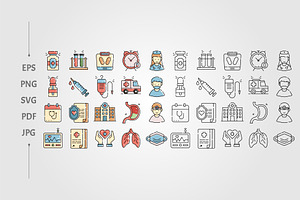 set of Medical various icons of staf, an Outline Icon by lawoel