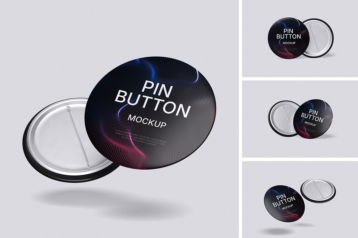 Pin Mockup, an Advertising Mockup by HanaSaka_Studio (Photo 1 of 5)