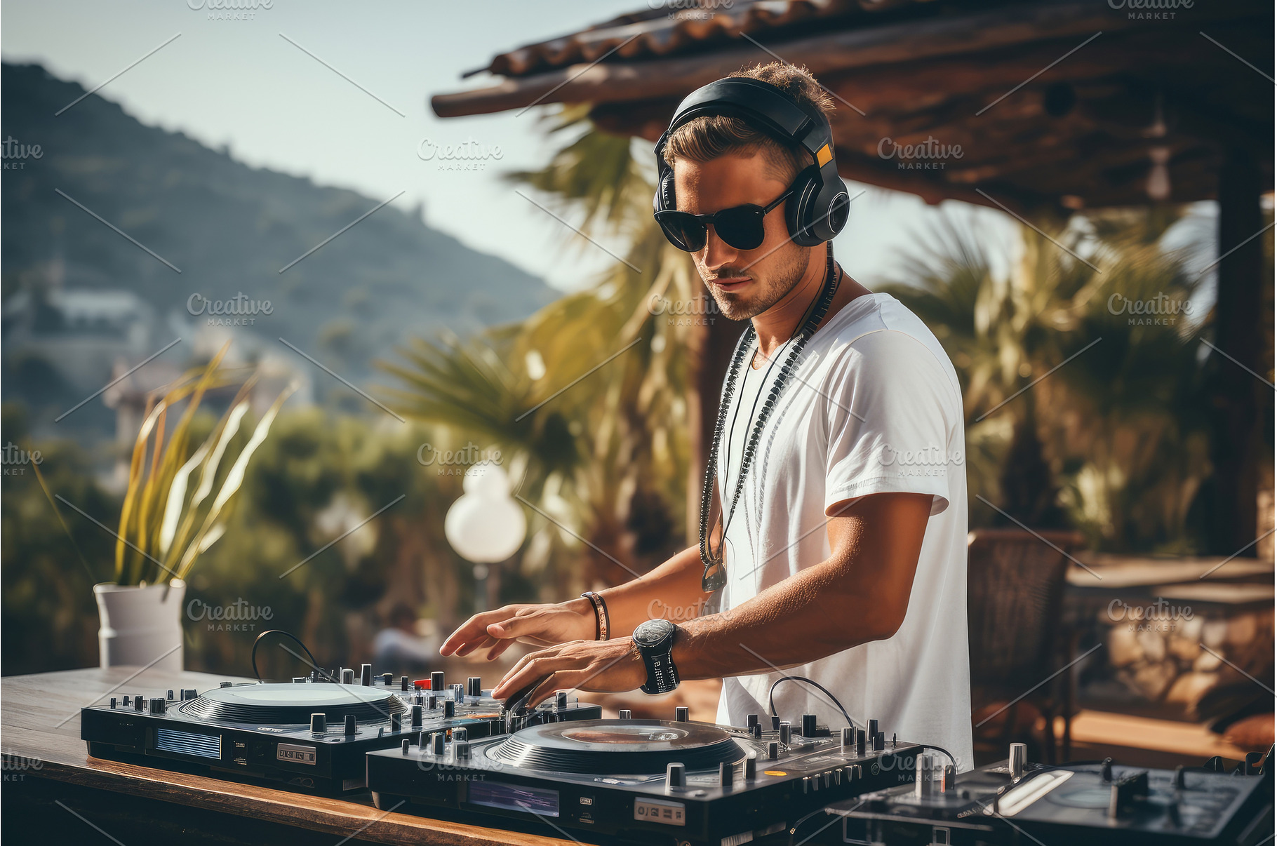 Stylish Man DJ white cloth outdoor, a Person Photo by Ylivdesign
