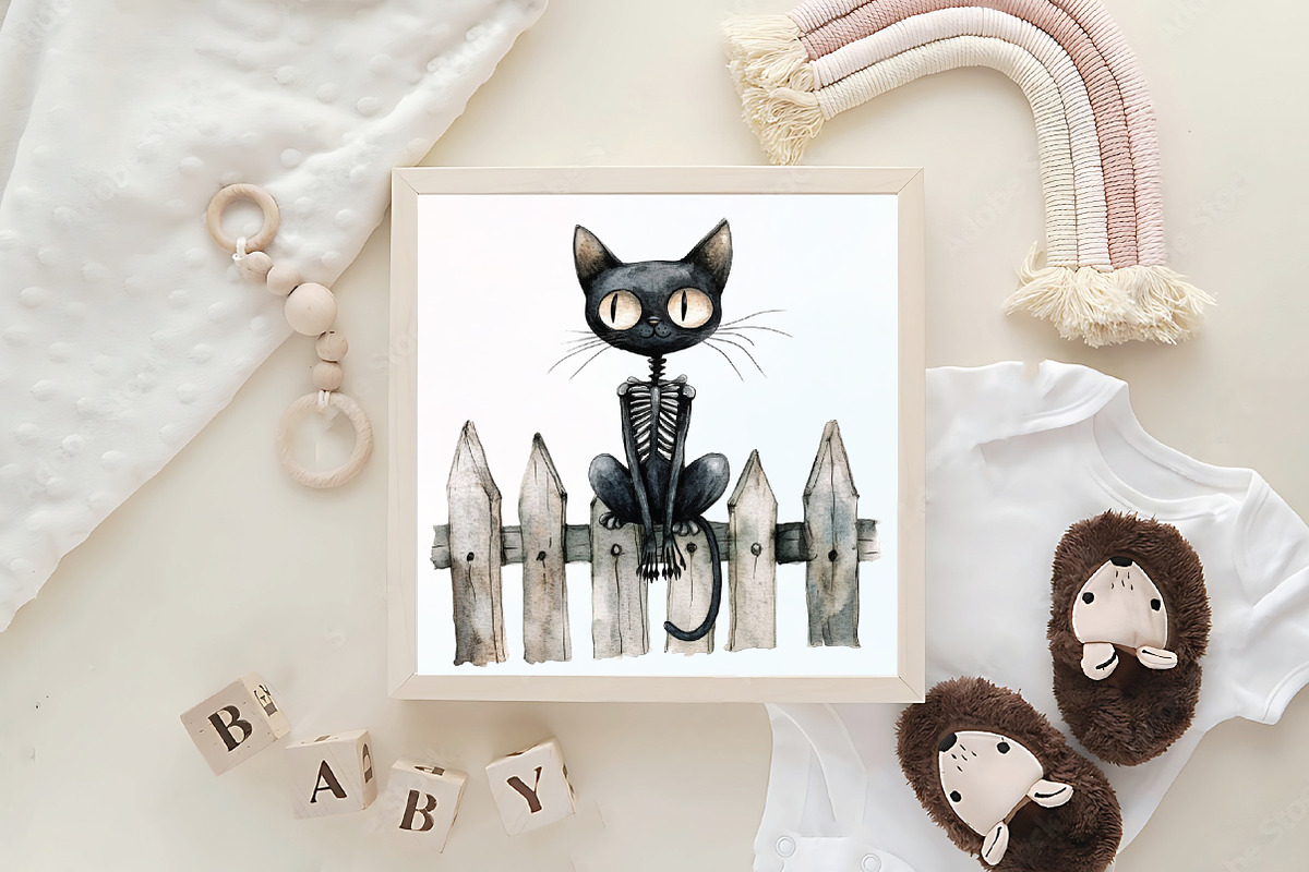 Skeleton Black Cat Clipart, an Illustration by CraftArtStudio (Photo 6 of 6)