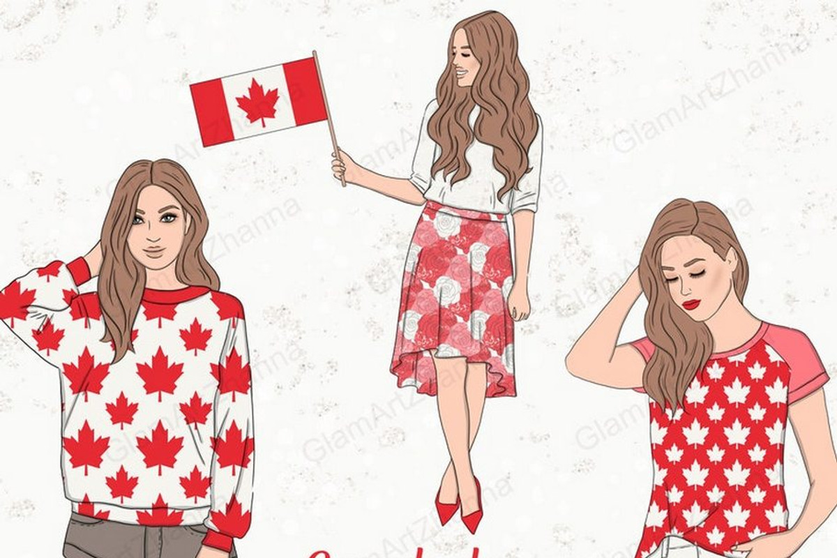 Canada Day Girls Clipart, a Person Illustration by GlamArtZhanna (Photo 1 of 4)