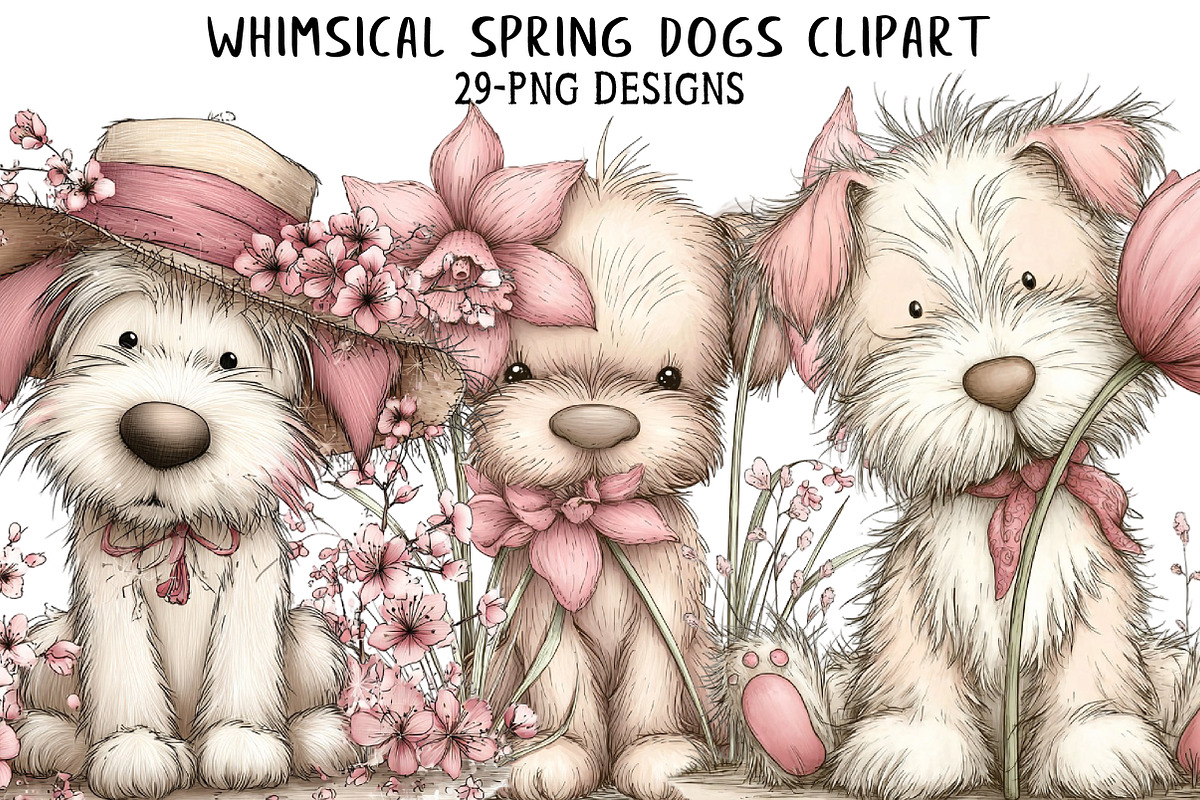Whimsical Spring Dogs Clipart, an Illustration by Daily.Designs (Photo 1 of 7)