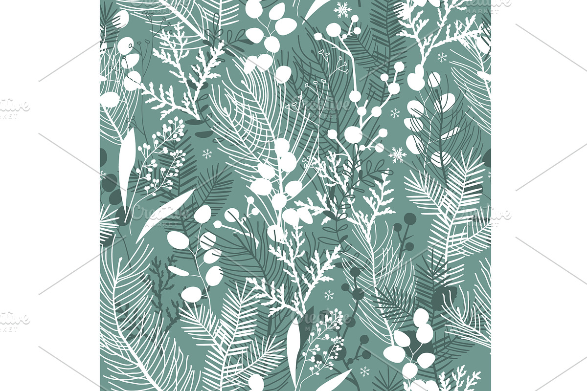 Christmas floral seamless pattern, an Illustration by Toltemara