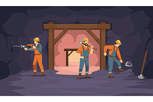 Miners are working. People in, an Illustration by YummyBuum