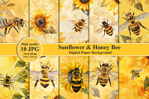 Sunflower And Honey Bee Background