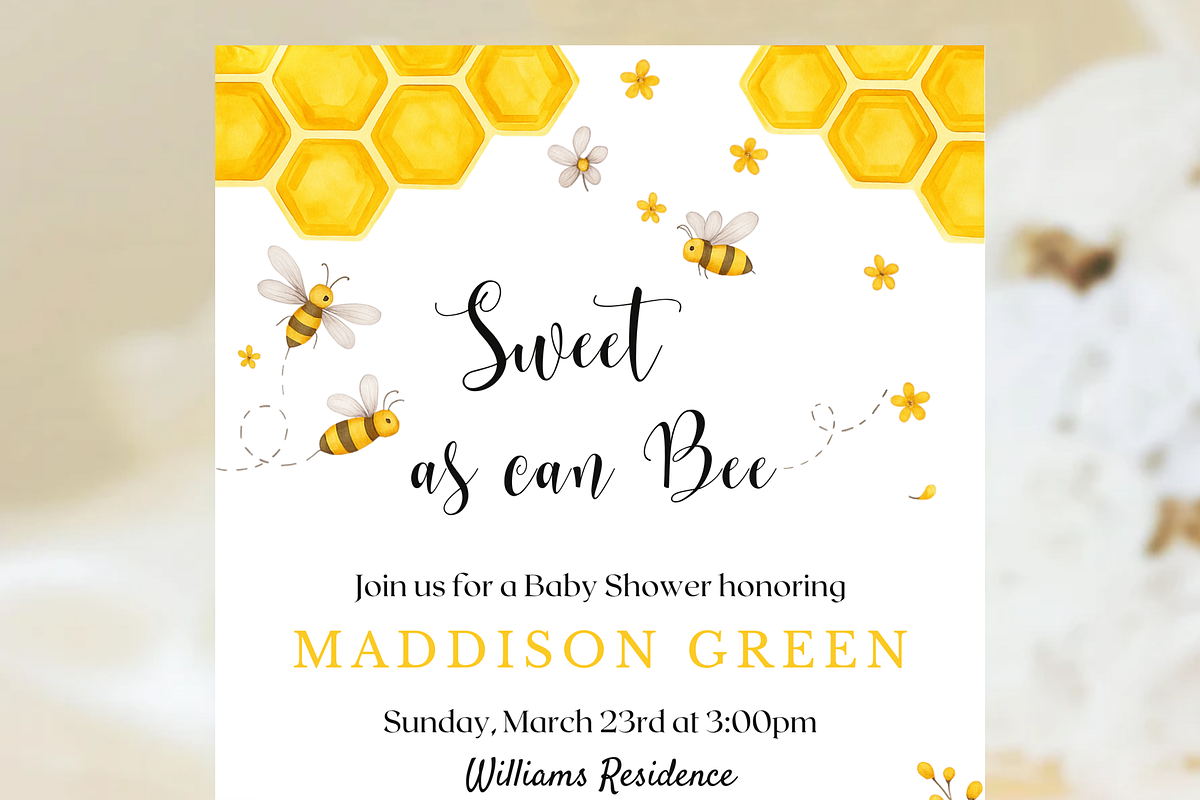 Bee Baby Shower Invitation Bundle, a Card Template by Shinehoon (Photo 4 of 8)