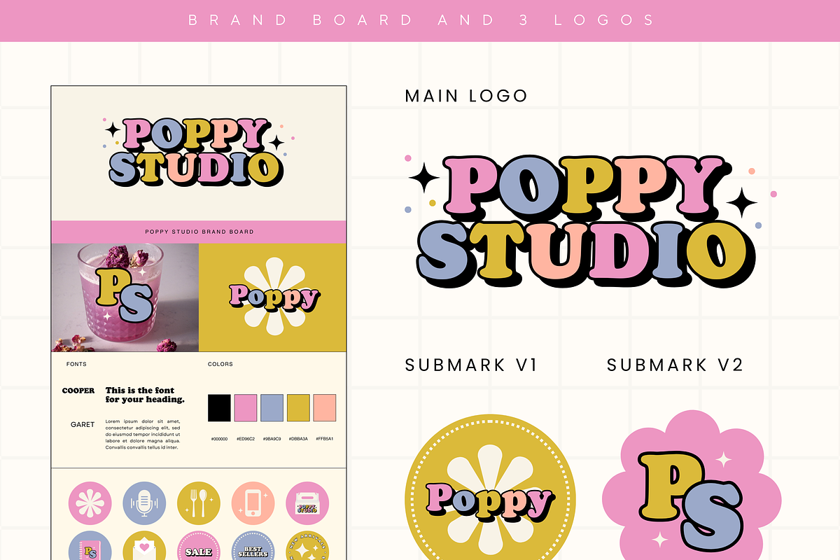 Canva Colorful Retro Branding Kit, a Branding & Logo Template by Branding Babe Co. (Photo 3 of 9)