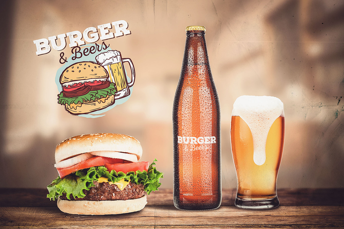 Burger&Beer Mock-up / Scene Creator, a Product Mockup by relineo.mock-ups (Photo 7 of 16)