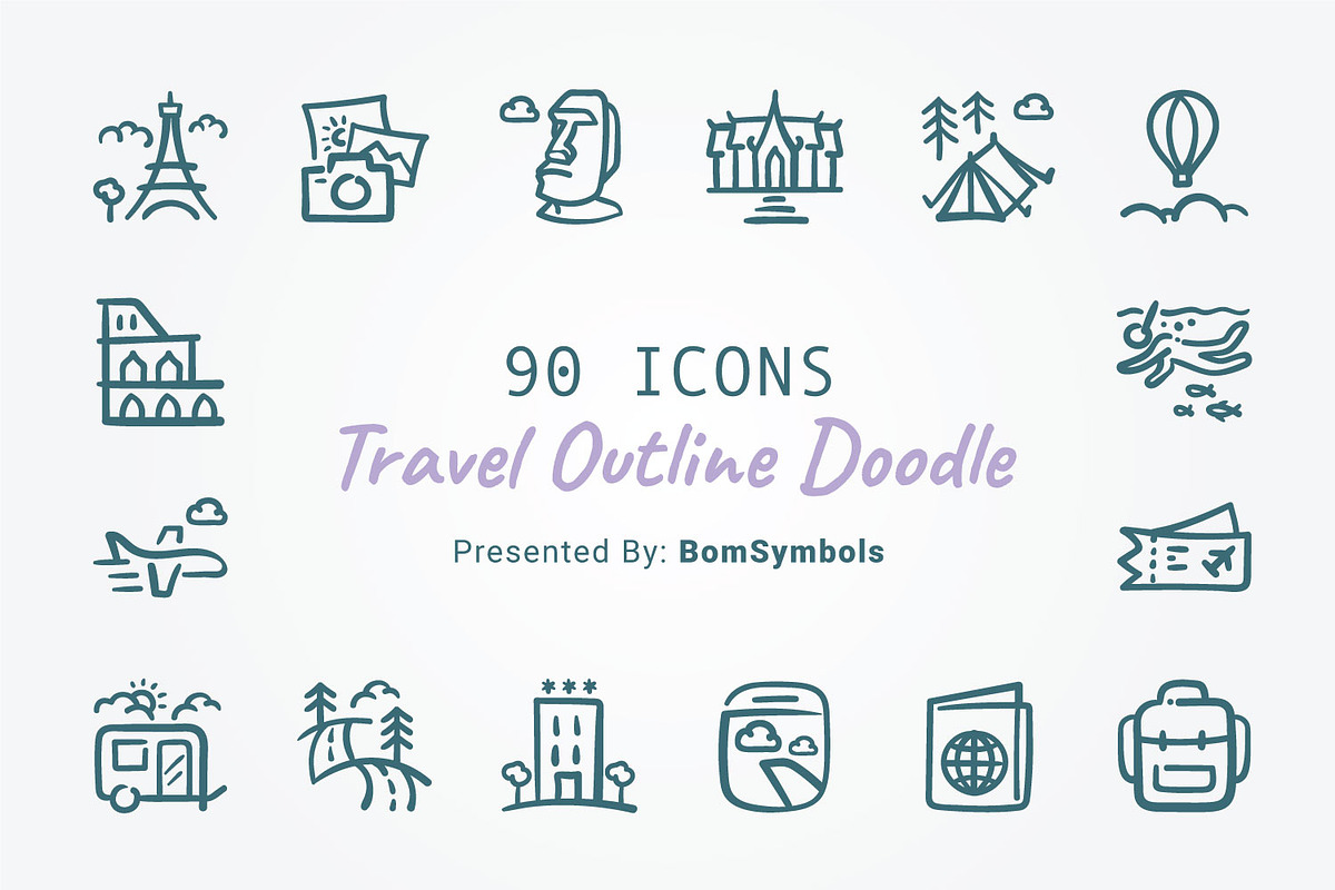 Travel Outline Doodle, an Outline Icon by BomSymbols (Photo 1 of 4)