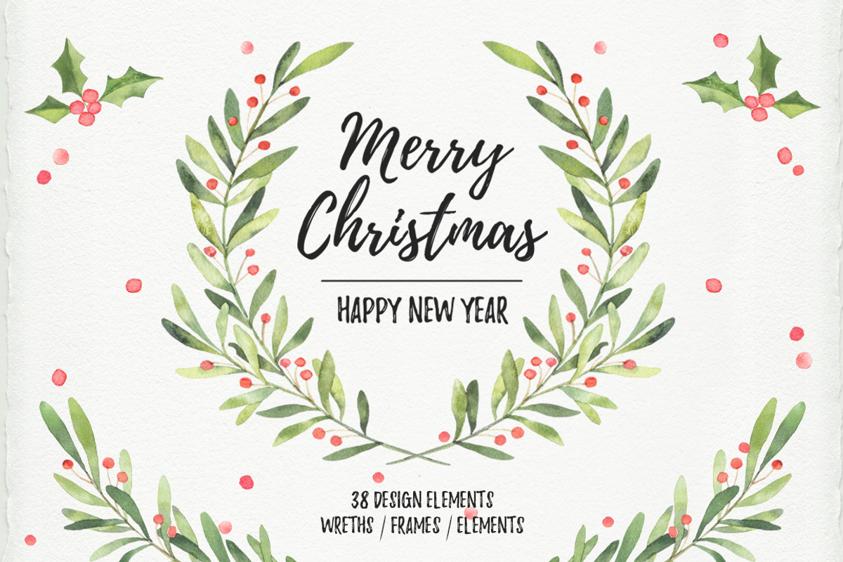 Christmas watercolor set, a Decorative Illustration by Kate Macate (Photo 1 of 3)
