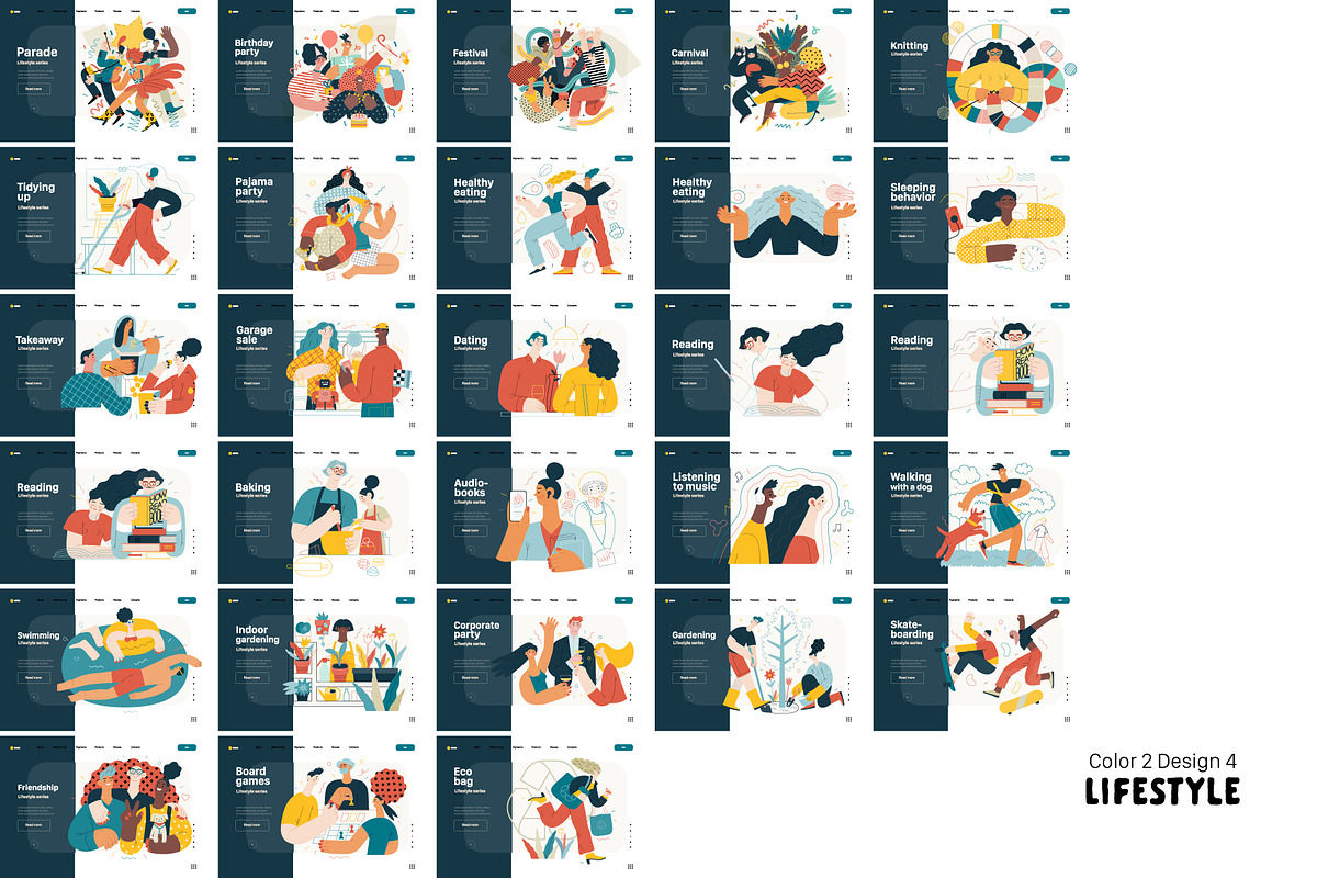 Lifestyle vector ills, color 2, a Templates & Theme by Grivina's shop (Photo 17 of 18)