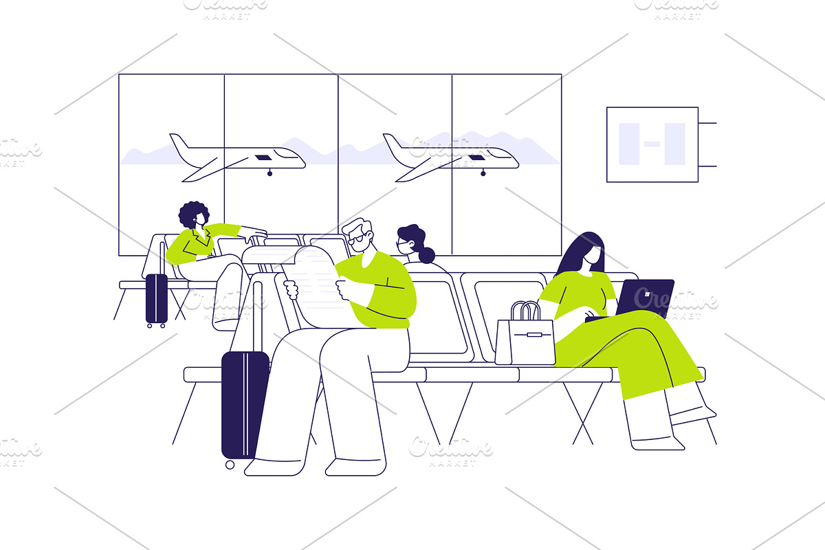Airport waiting area abstract, a Transportation Illustration by Visual Generation