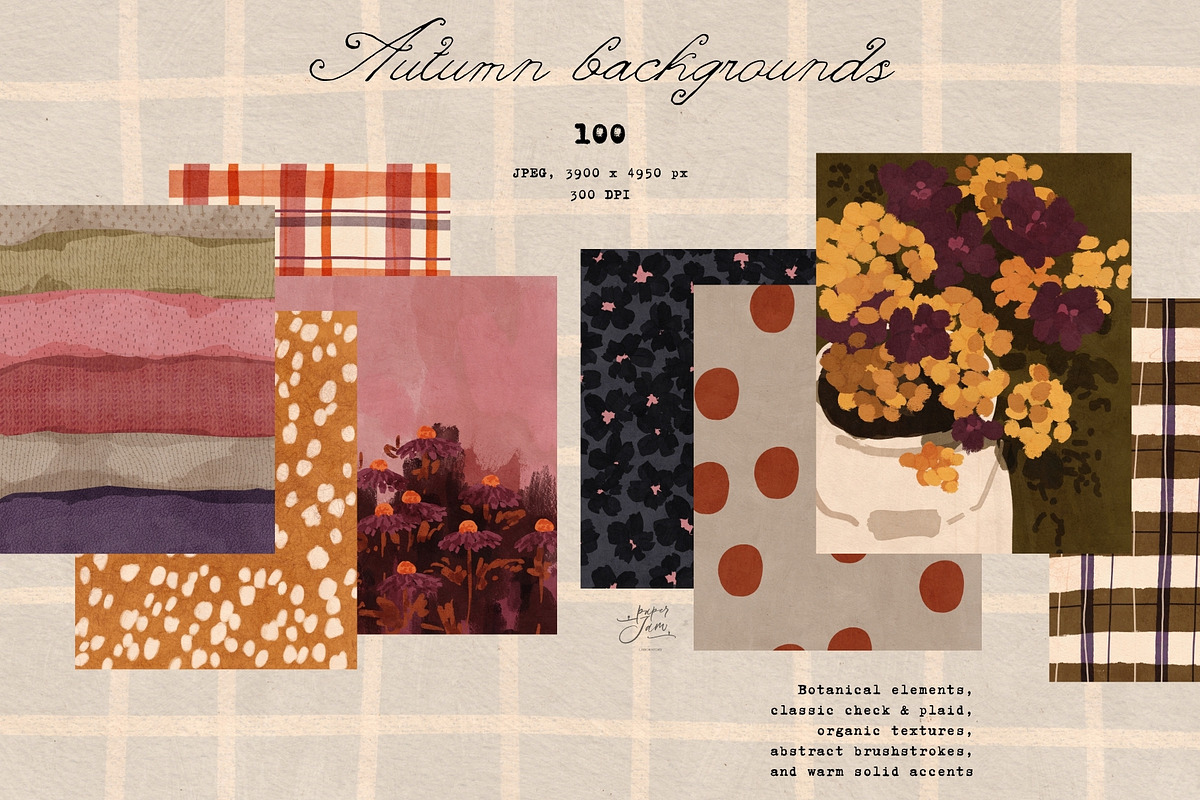 100 Hand-Drawn Autumn Backgrounds, a Background Graphic by PaperJamLab (Photo 1 of 16)