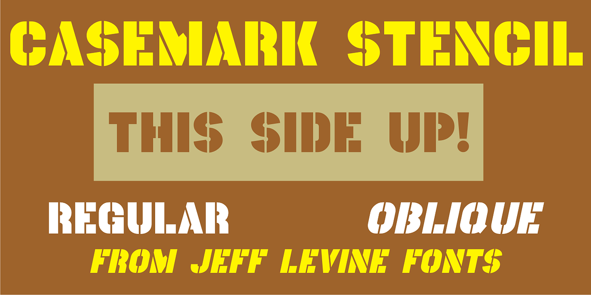 Casemark Stencil JNL, a Sans Serif Font by Jeff Levine Fonts