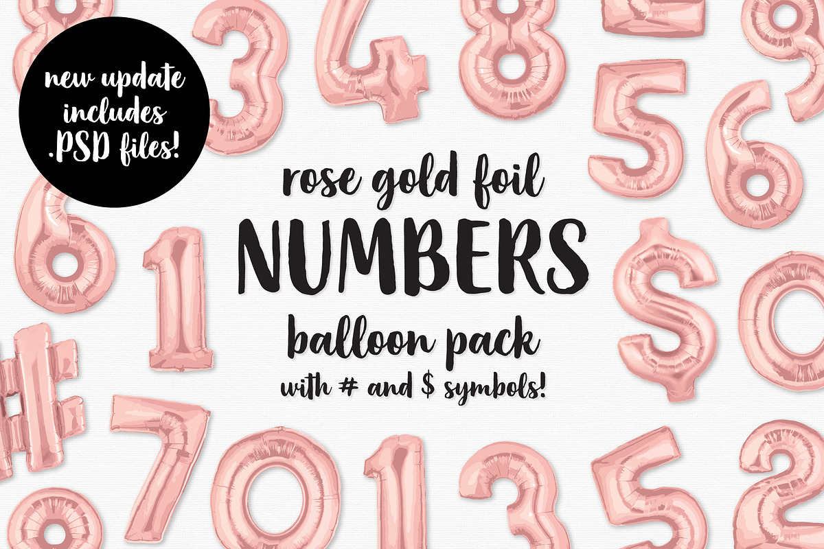 Rose Gold Foil Number Balloon Pack, an Object Graphic by Bold Leap Creative