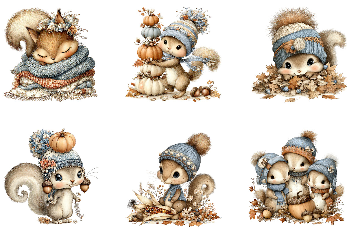 Cute Autumn Squirrel Clipart PNG, a Seasonal Illustration by CreationArt (Photo 3 of 4)